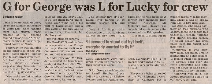 460 Squadron Raaf Quot G Quot For George In Australia