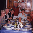 Queensland presentation of Life member certificates to Jim Petersen and Syd (Mick) McGrory. 
L to R. Jim Petersen, DFM, wife Estelle, Joe Brown, DFM, wife Kath, Syd (Mick) McGrory, DFM (standing), wife Jean, Laurie Woods, DFC, Millie Cumming and husband Don.