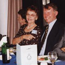 Brisbane Reunion 2000, L to R. Joe Brown, DFM., (M/C) wife Kath Brown, Barbara Woods, Air Commodore, David Dunlop, AC., (Guest Speaker) John Burgess, (Pres. Air Force Asscn.) wife Gill