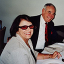 Air Marshal Ray Funnell and wife Susanne at lunch with Arthur Hoyle DFC. noted author of several books and of the book "The Lucky Airman" the service life of Hughie Edwards, VC.
