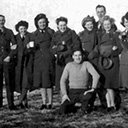 Flying control staff taking a breather. L–R Unknown, Harry Oates, then 6th Betty Gardiner, 8th Pat Hinton