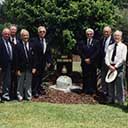 Members of 460 Squadron, Queensland gathered with their memorial on Kingsford–Smith Drive, Brisbane Airport , Armistice Day, 1999.<br />
  Left to right: Ian Vickers, Jack McQueen, Roy Brough, Don Cummings, Jack Williams, Laurie Woods, Jim Crabb, Eddie McKane, Jim Petersen, Bob Clarke, Col Wheatley.